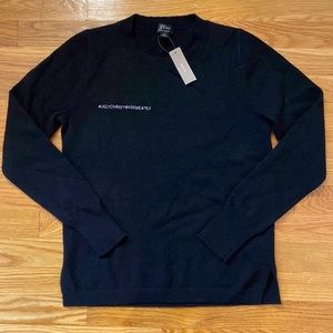 J. CREW Black Cashmere classic-fit crewneck Christmas sweater NWT!